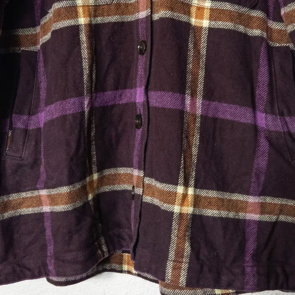 Madewell Rigby Plaid Shacket Purple Orange XL Oversized Heritage Layer - Picture 6 of 11